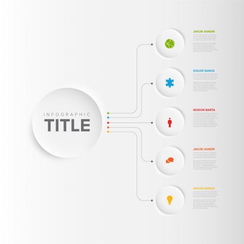 Simple Infographic with Big Center Circle and Six Small Icon Elements