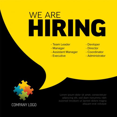 We Are Hiring Minimalistic Flyer Template with Big Bubble and Company Logo Placeholder