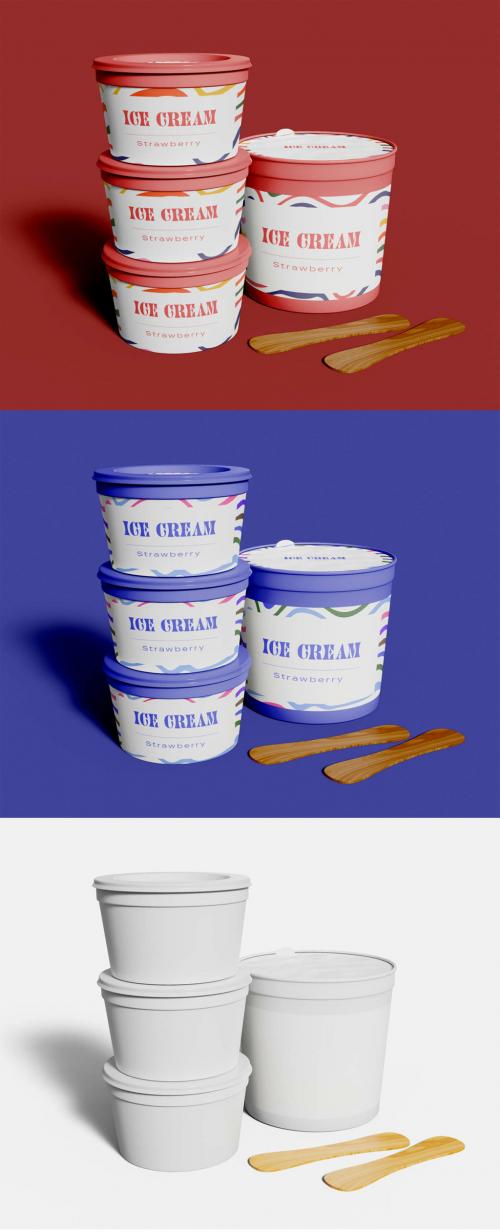 Four Ice Cream Jars Mockup