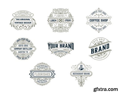 Set of 8 Vintage Logos and Badges