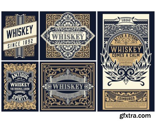 Set of 6 Vintage Labels for Packing V2