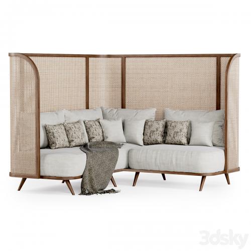 Corner garden sofa HLS high back / Rattan corner sofa