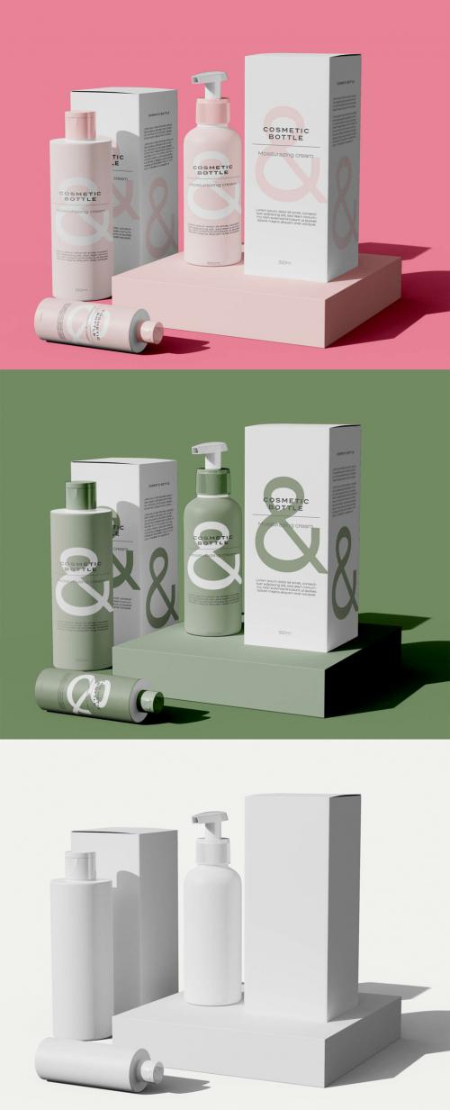 Set of Cosmetic Bottles Mockup