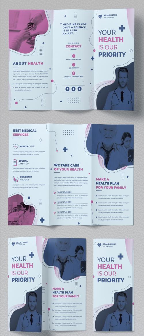 Medical Tri-Fold Brochure Layout with Turquoise Accents