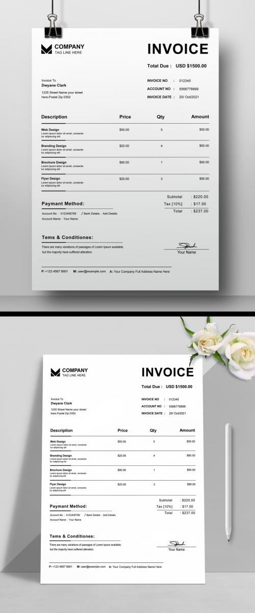 Black and White Invoice Layout