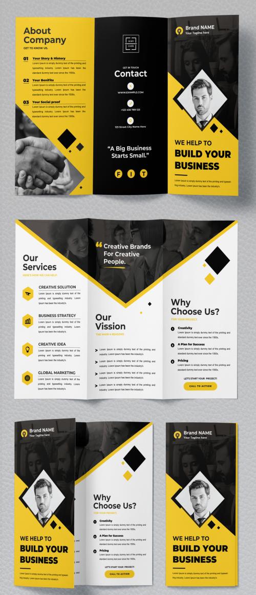 Creative Trifold Brochure Layout with Tale Shades Accent