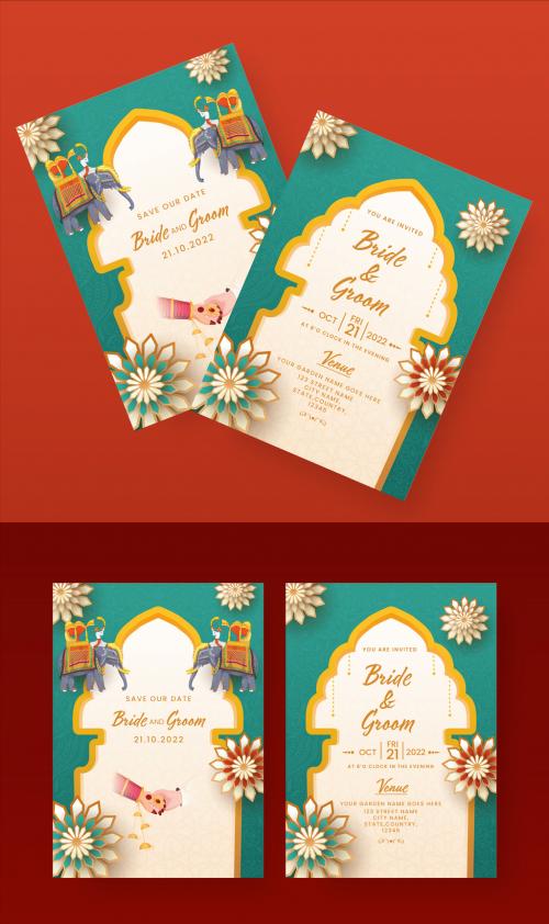 Indian Wedding Card or Invitation Card Template for Hindu Customs Wedding