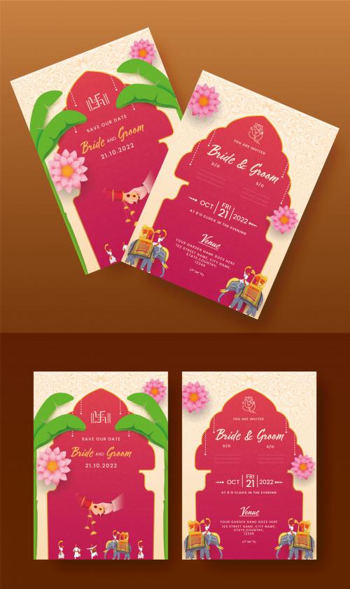 Indian Wedding Card or Invitation Card Template for Hindu Customs Wedding