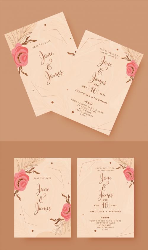 Floral Wedding Card or Invitation Card Template