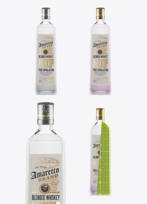 Glass Clear Liquor Bottle Mockup