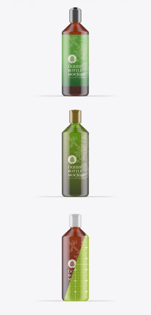 Amber Glass Liquid Bottle Mockup