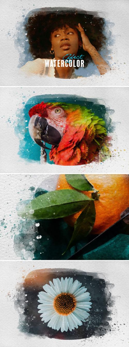 Watercolor Painting Sketch Photo Effect Mockup
