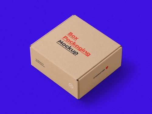 Craft Cardboard Delivery Box Mockup