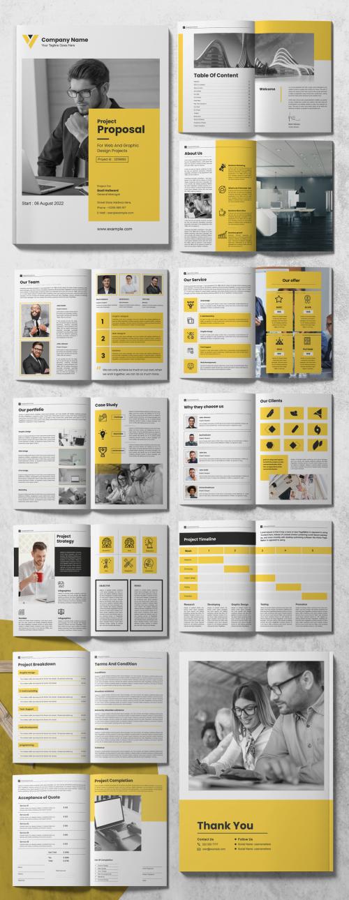 Business Proposal Layout with Yellow Accents