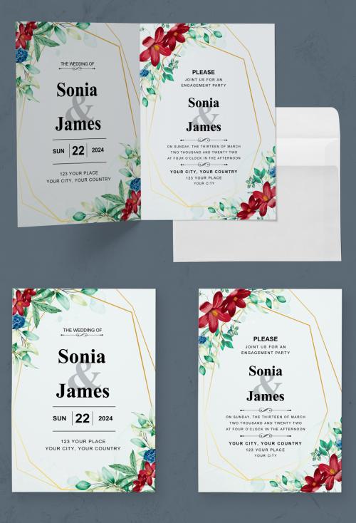 Floral Wedding Invitation Cards Layout