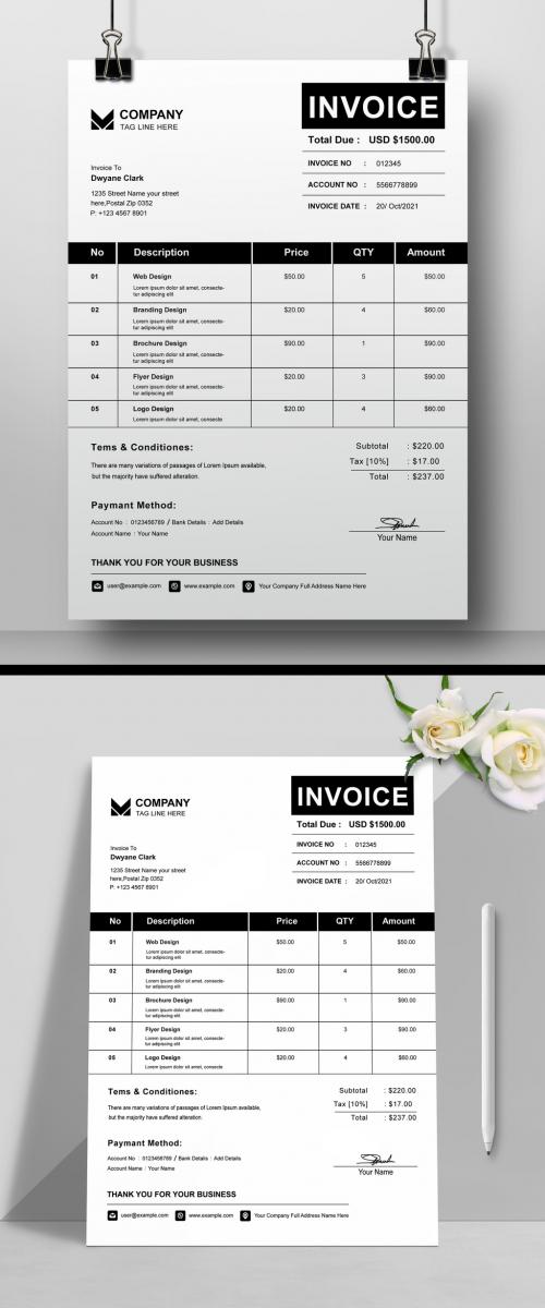 Black and White Invoice Layout