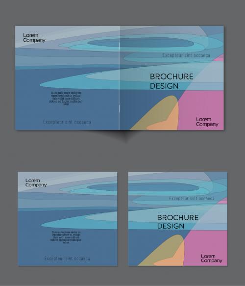 Brochure Cover Layout with Abstract Overlapping Pastel Transparent Shapes