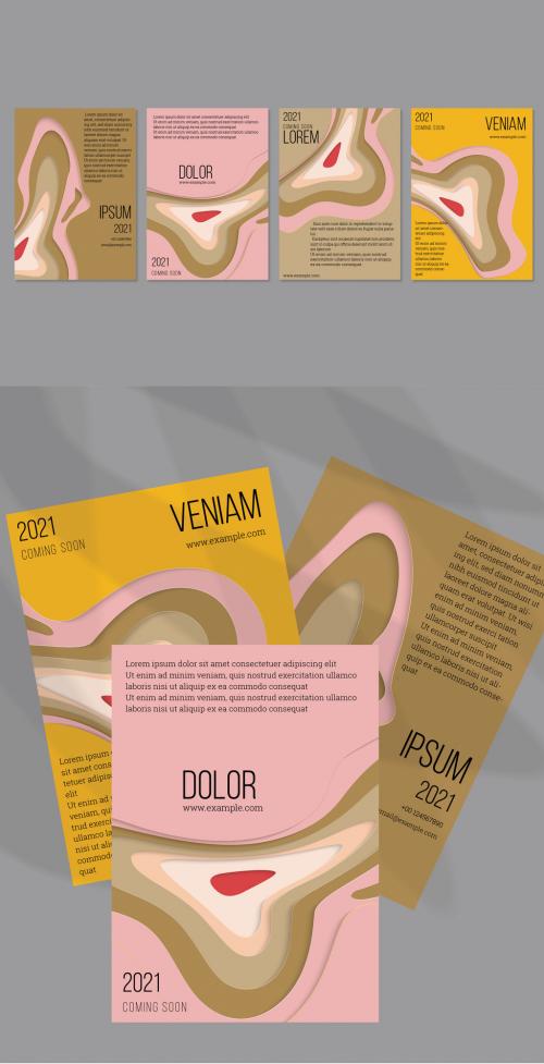 Flyer Layout with Paper Cut Craft Wavy Layered Texture