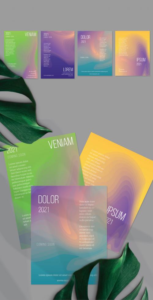 Flyer Layout with Futuristic Wavy Gradient Blend Shapes