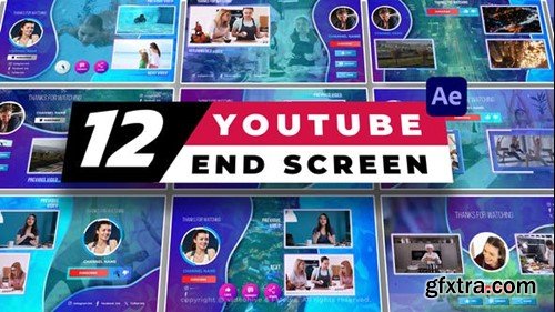 Videohive 12 YouTube End Screens Pack V1 51712235