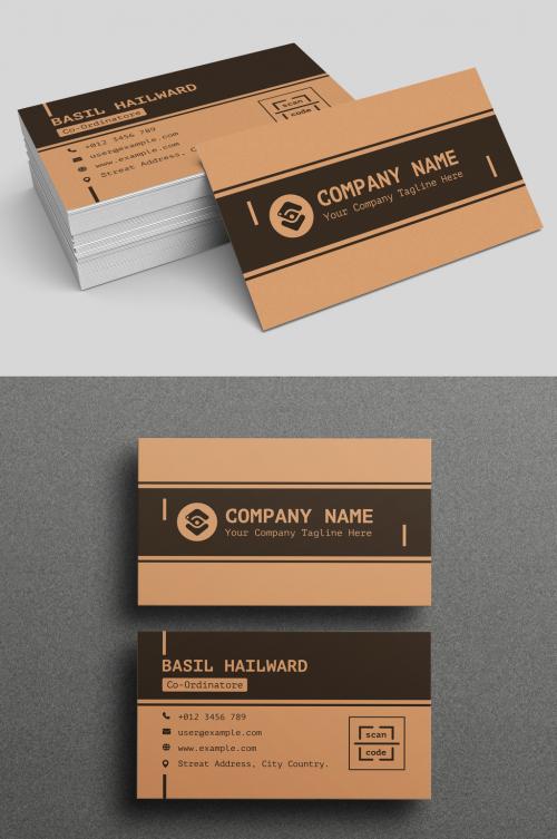 Creative Business Card with Brown and Black Accents Layout