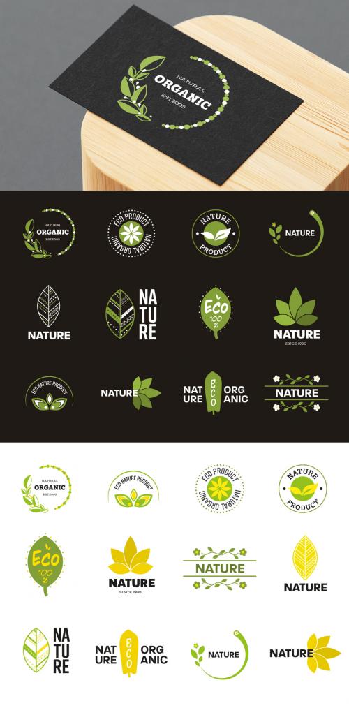 Set of Eco and Natural Logos and Emblems