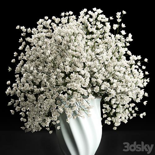 A beautiful lush little white bouquet in a classic vase with Gypsophila, Gibsolyubka, Kachim. Set 107.