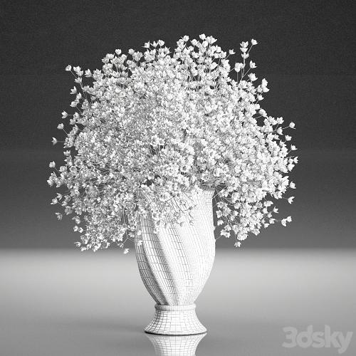 A beautiful lush little white bouquet in a classic vase with Gypsophila, Gibsolyubka, Kachim. Set 107.