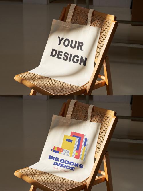 Tote Bag Mockup on a Chair