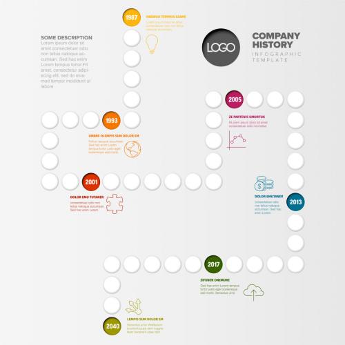 Timeline Made from Circles Desktop Board Game Style