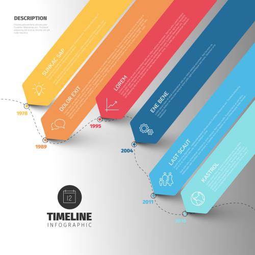 Blue and Red Diagonal Timeline Infographic with Big Arrows