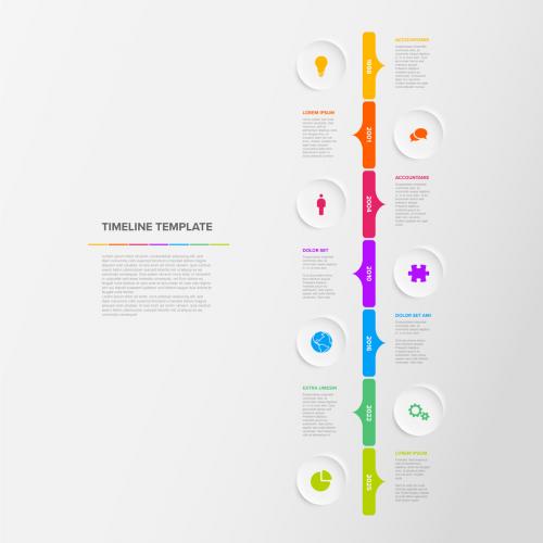 Seven Circle Steps Simple Vertical Timeline Process Infographic