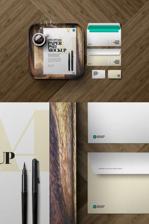 Stationery Mockup A4 Dl Envelope