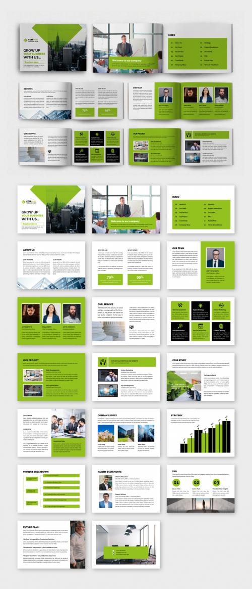 Business Proposal Layout with Green Accents