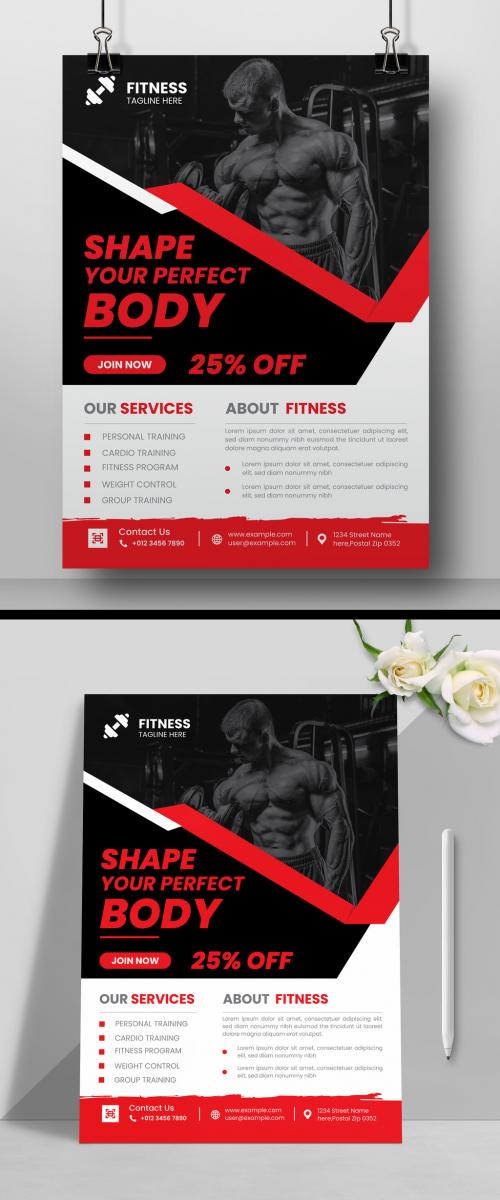 Gym Flyer Layouts with Red and Black Accents