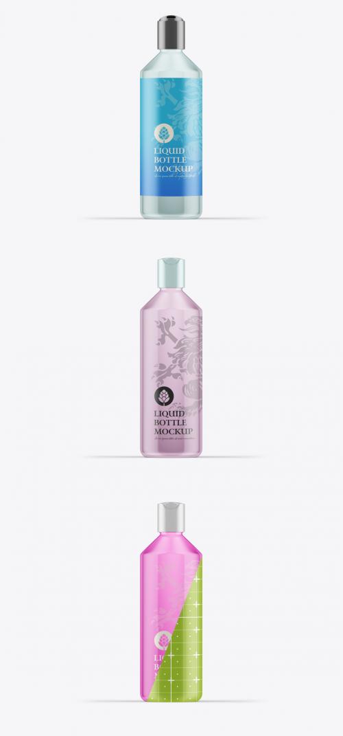 Clear Glass Liquid Bottle Mockup