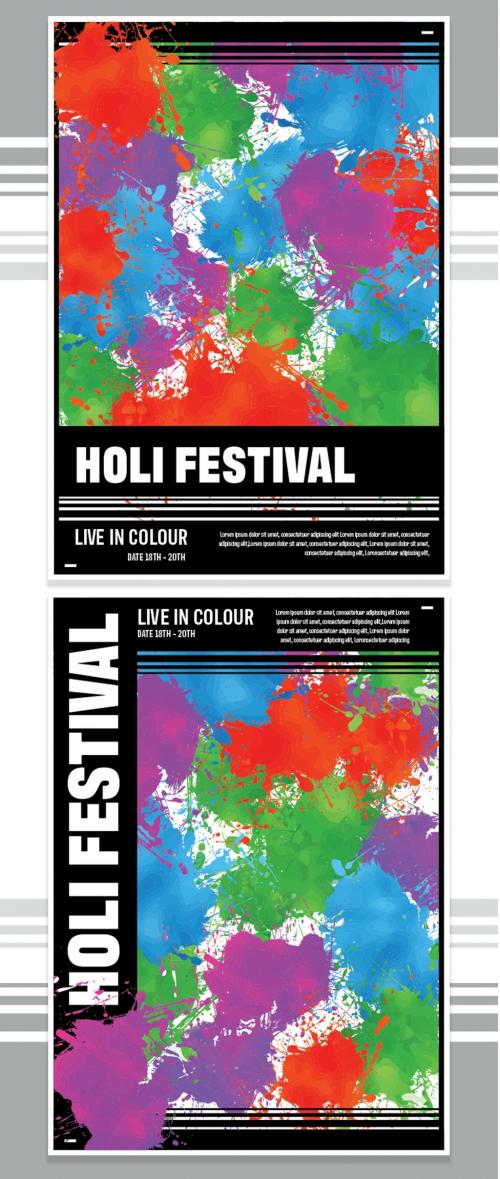 Set of Holi Festival Posters