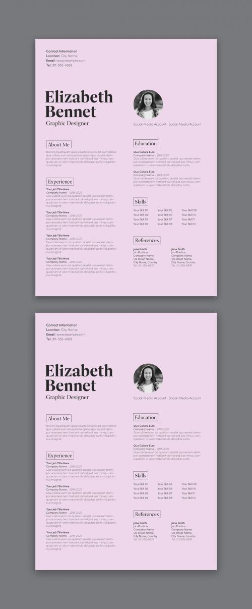 Minimal Pink Resume Design Layout