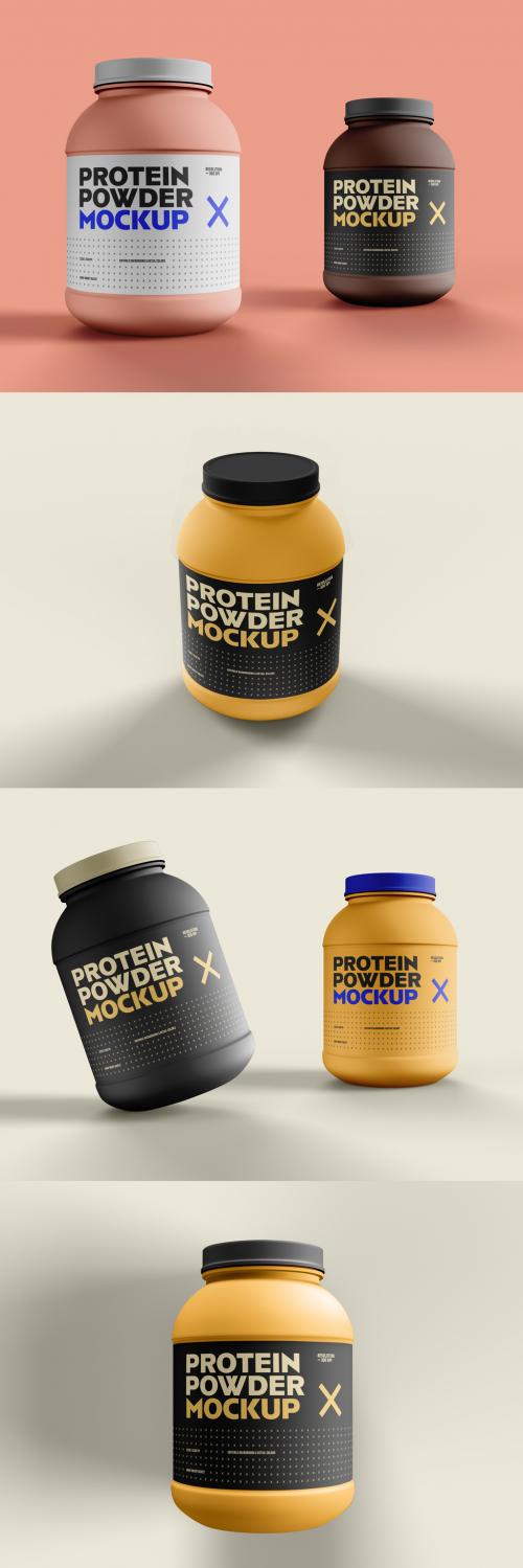 Food Supplement Plastic Jar Protein Mockup