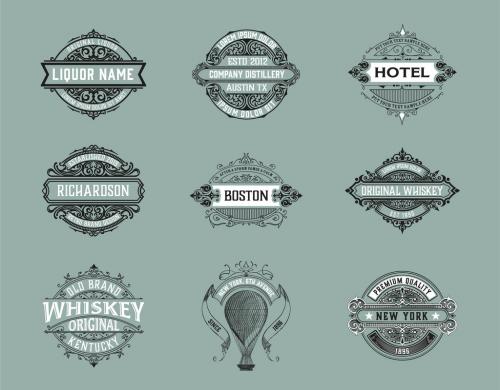 Set of 9 Logos and Badges