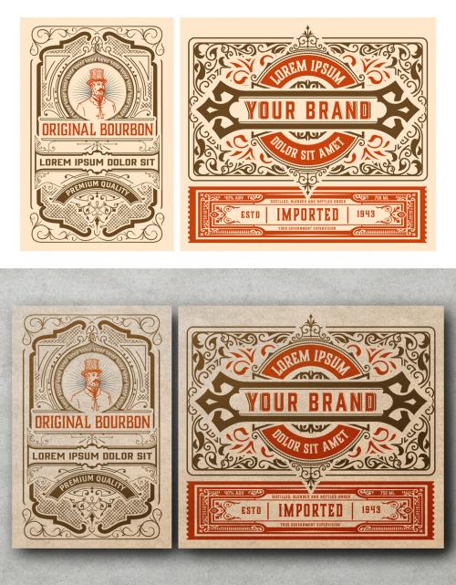 Set of 4 Vintage Labels for Packing