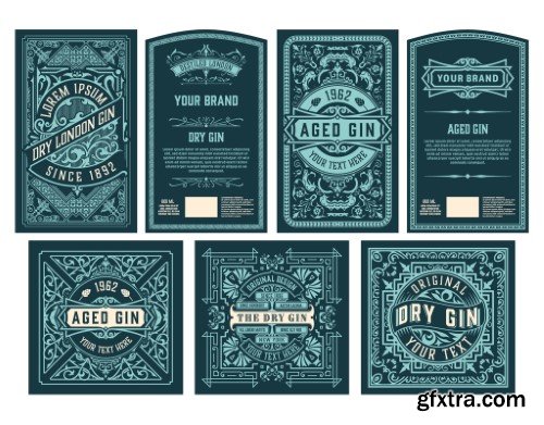 Set of 7 Vintage Labels for Packing