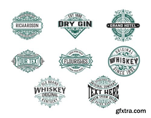 Set of 8 Vintage Logos and Badges V2