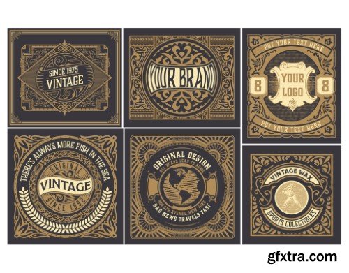 Set of 6 Vintage Labels for Packing V3