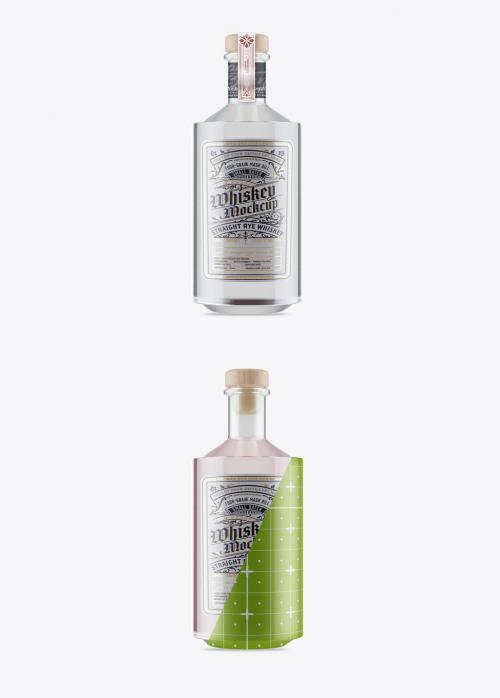 Clear Liquor Glass Bottle Mockup