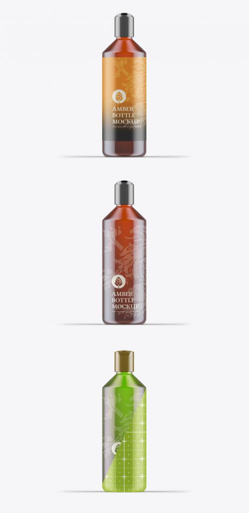 Amber Glass Liquid Bottle Mockup