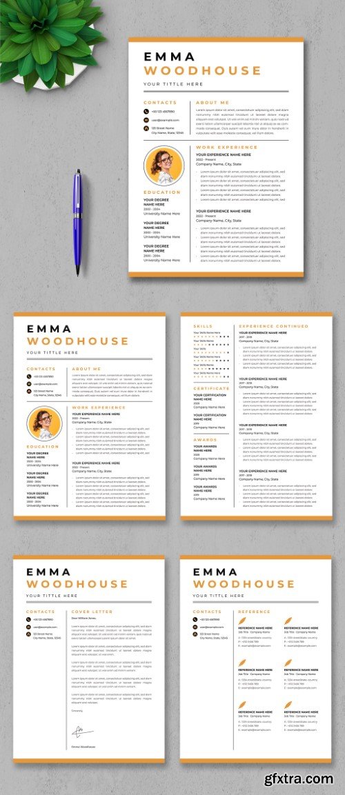 Resume Layout With Yellow And Gray Accents