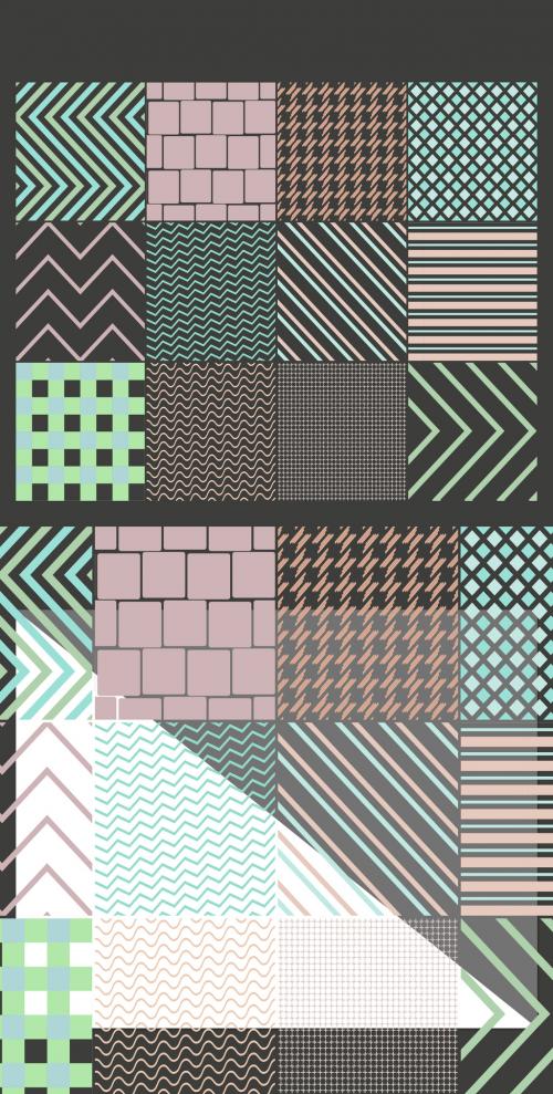 Seamless Bright Geometric Overlay Pattern Set