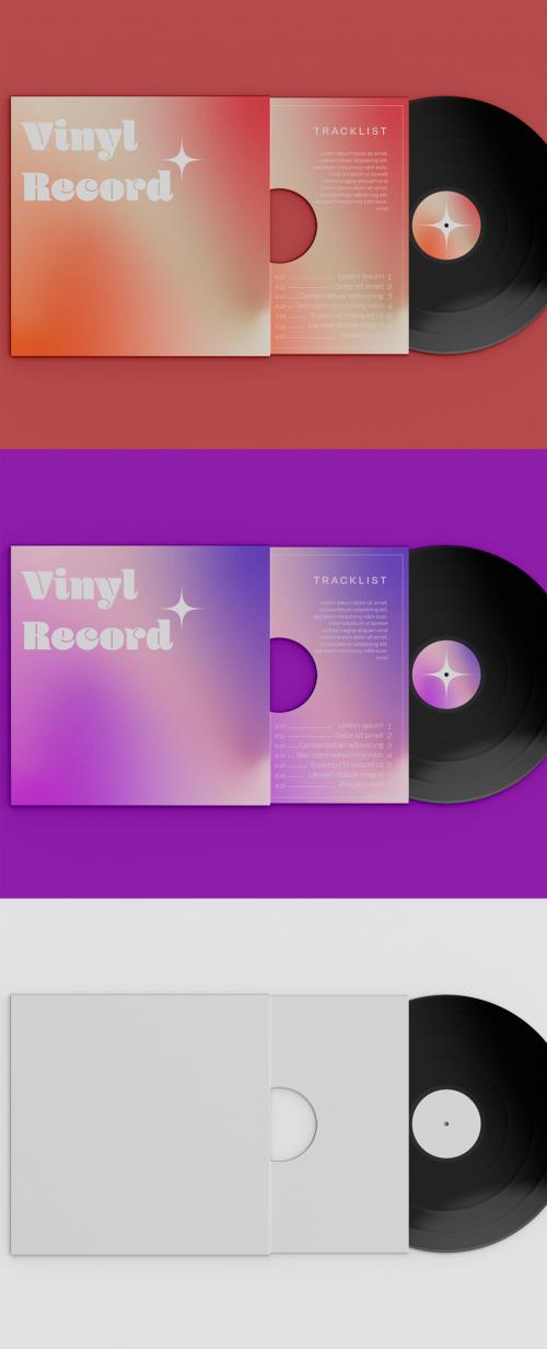 Vinyl Record with Tracklist Mockup