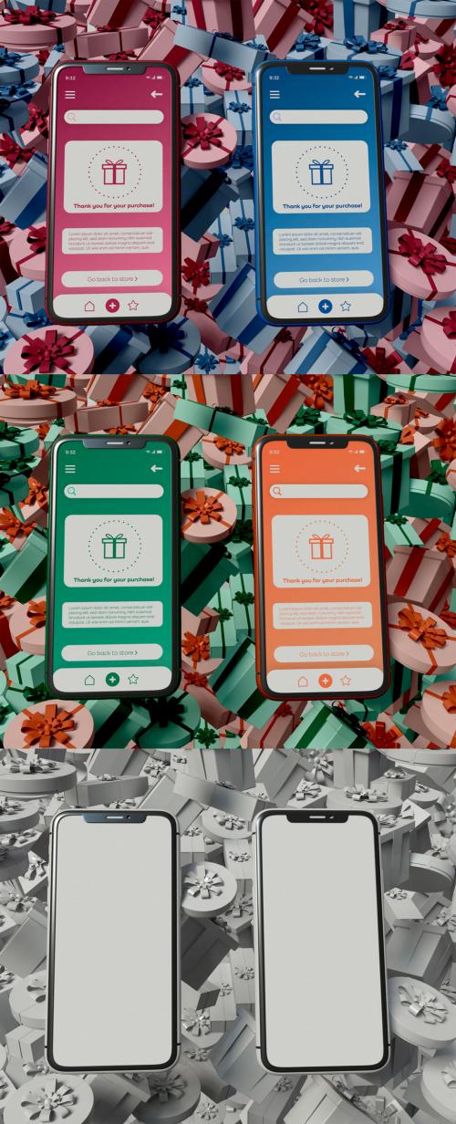 Two Smartphones with Shopping App Mockup